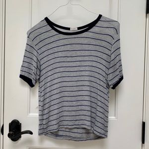 Gray & navy blue striped t-shirt